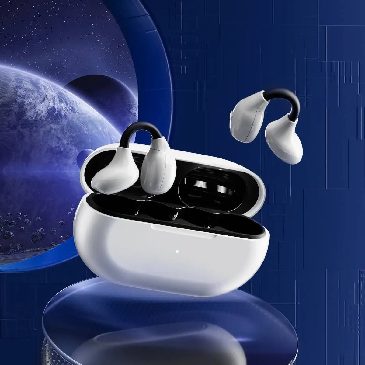 

TWS Clip On Headphones Wireless Bluetooth 5.3 Stereo Open Ear Hook Earbuds Bone Conduction Earphones Gym Sport Running Workout