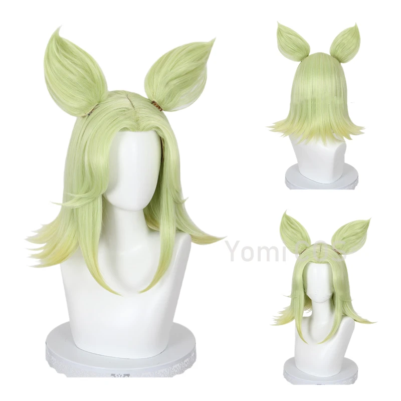 

LoL New Role Zaun Zeri Cos Wig with Ears Light Green Hair League of Legends Cosplay Wig Halloween Carnival Cos Party Wig Zeri