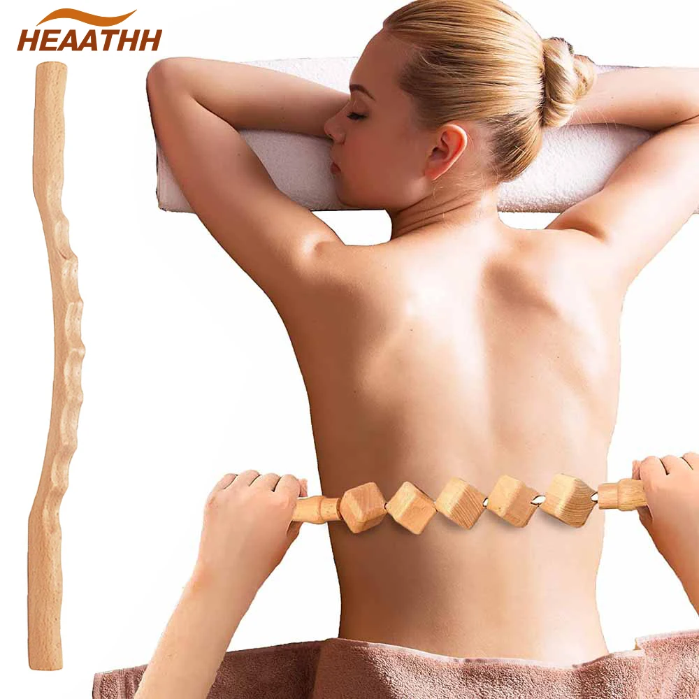 

Деревянный роликовый массажер для тела Gua Sha Stick, деревянная Массажная терапия для лимфодренажа, антицеллюлита, облегчения боли в мышцах, 2 шт.