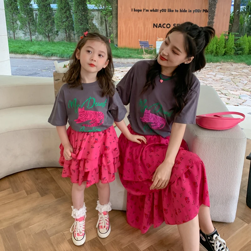 

Mummy And Daughter Matching Outfit Mom Clothes Top And Bottom Set Women Clothing Sets Korean Fashion Girls Two Piece Outfits