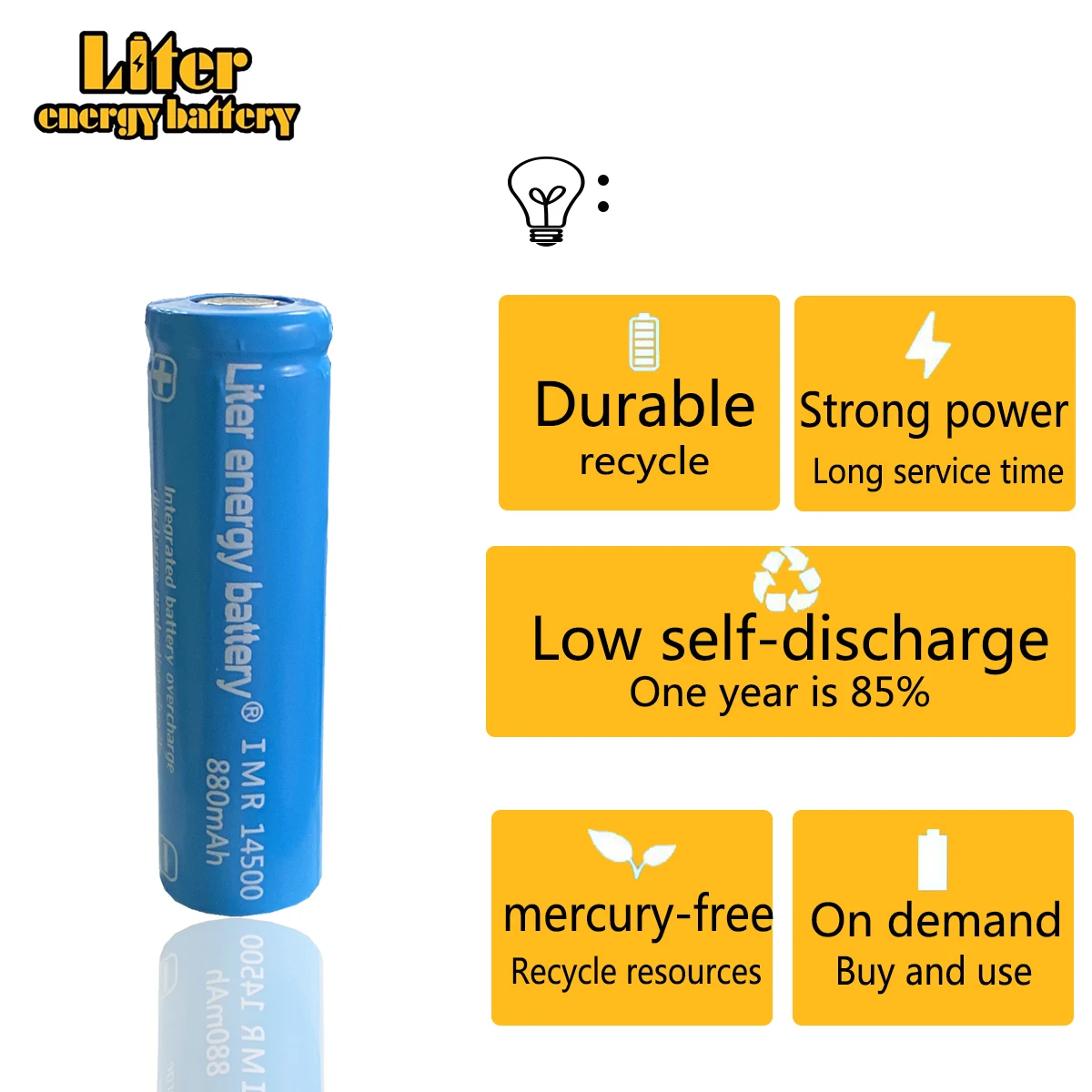 

20pcs Liter energy battery 3.7V 880mAh ICR 14500 Li-ion Rechargeable Battery with Safety Relief Valve Laptop Batteries