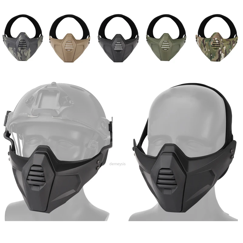 

Tactical Mask Half Face Airsoft Paintballs Military Hunting Combat Masks CS War Game Protective Face Mask Suit for Fast Helemt