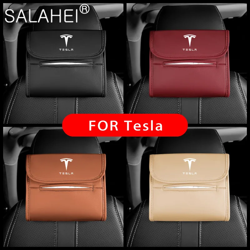 

1PC PU Leather Car Tissue Box Auto Interior Decoration For Tesla Model Y 3 S X Three Model 3 2017-2020 Auto Styling Accessories