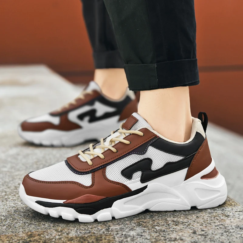 

Men's Platform Chunky Sneakers 2023 Summer Lace Up Breathable Mesh Casual Running Shoe for Men Outdoor Fashion Male Tennis Shoes