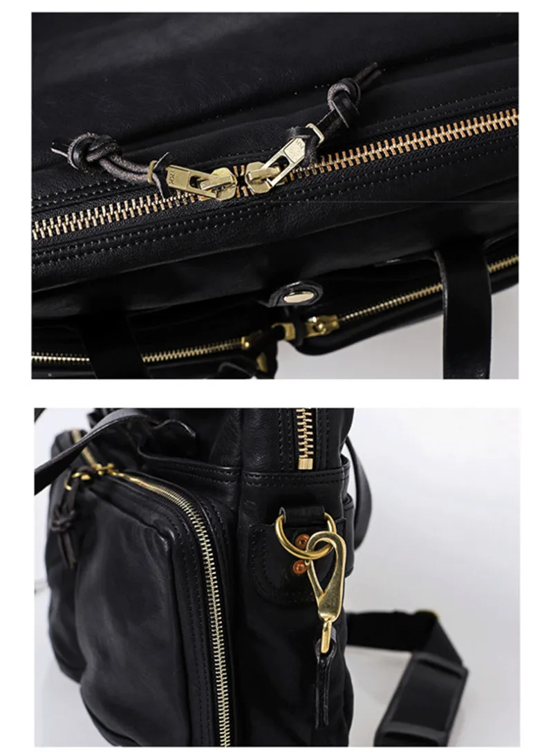 PNDME casual luxury genuine leather men women briefcase business black handbag work travel cowhide laptop shoulder messenger bag