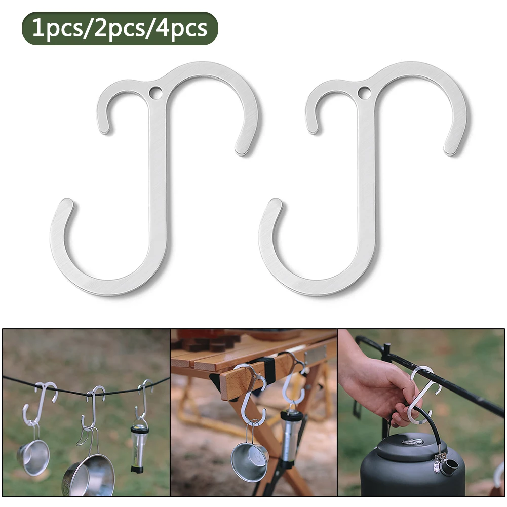 

Stainless Steel Load Bearing Hook Multipurpose S Hooks Triangle Storage Rack Shelf Hanging Hook Portable Camping Supplies