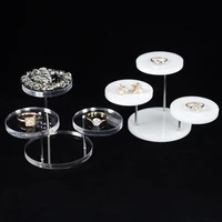 3 layers round acrylic jewelry display stand necklace bracelet earring ring show rack small cupcake stand for party wedding