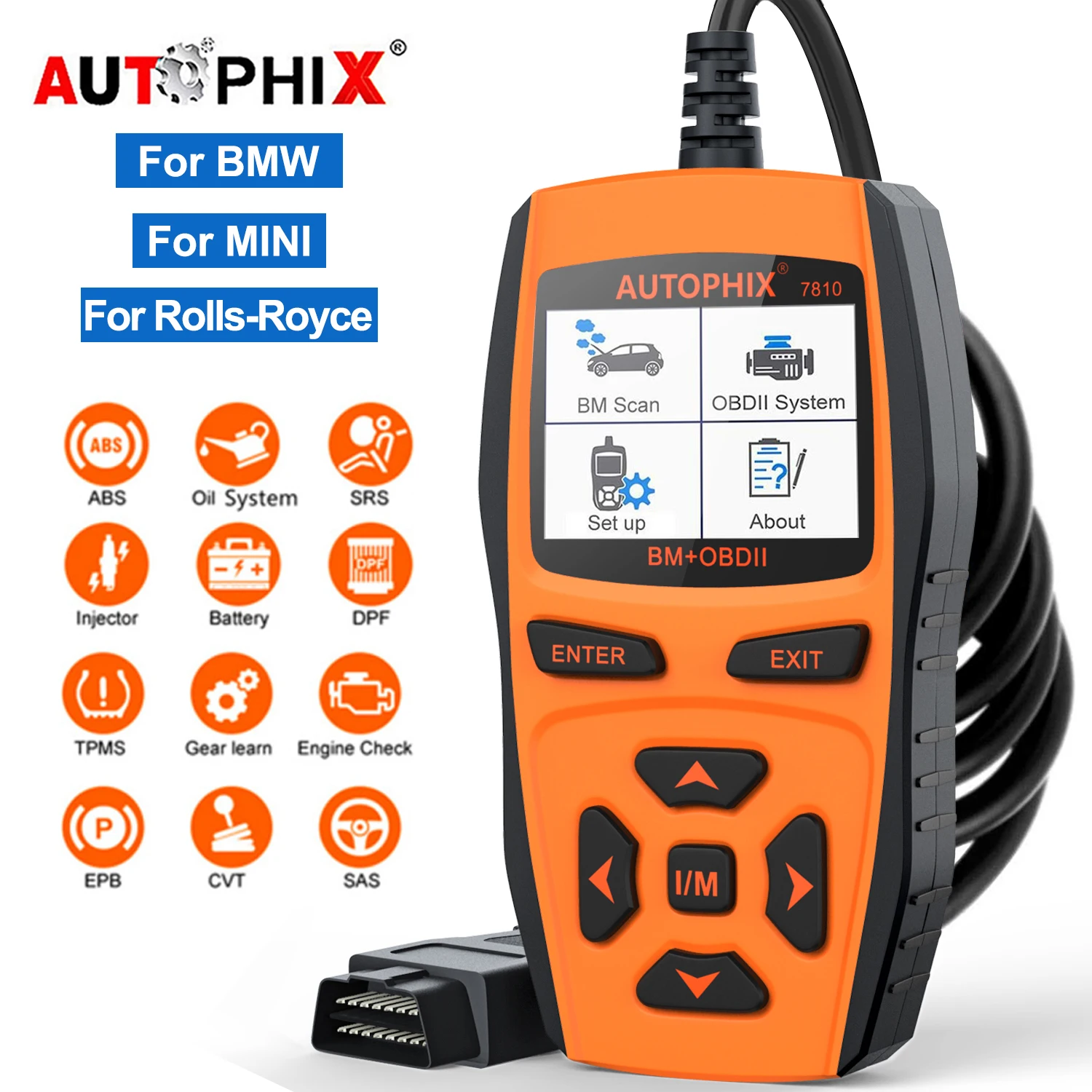 AUTOPHIX 7810 OBD2 Scanner Car Diagnostic Tool Code Reader for BMW Battery Registration EPB EGS DME DDE CBS F Chassis ECU Reset