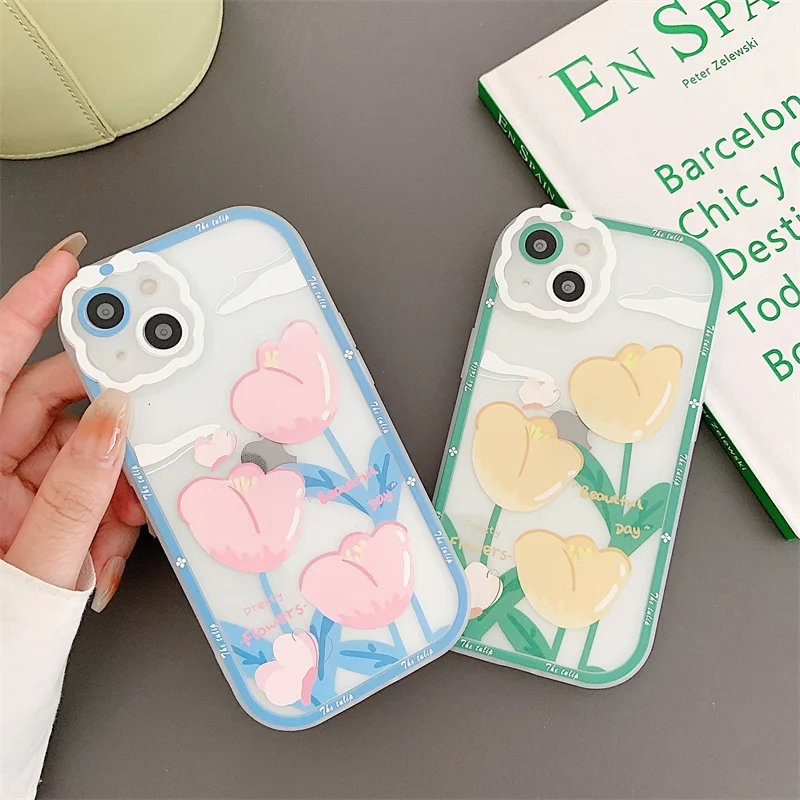 Чехлы с изображением свежих цветов для Iphone 13 Pro Xs Max Xr X, мягкий чехол из ТПУ с бантом для камеры Iphone 11 12 Pro Max, оболочка, чехлы
