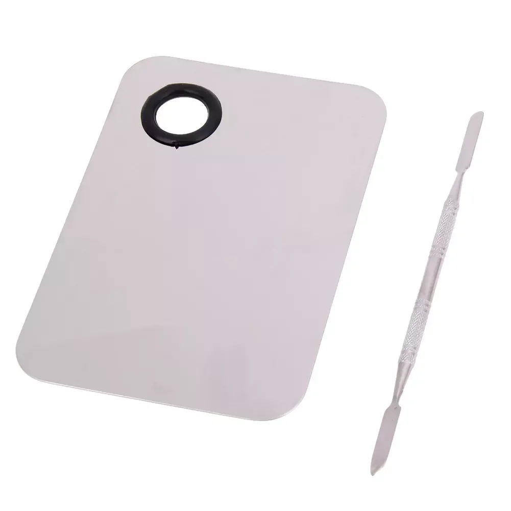 

NEW2023 Steel Makeup Mixer Nail Art Polish Mixing Plate Foundation Eyeshadow Eye Shadow Mixer Palette with Spatula Rod