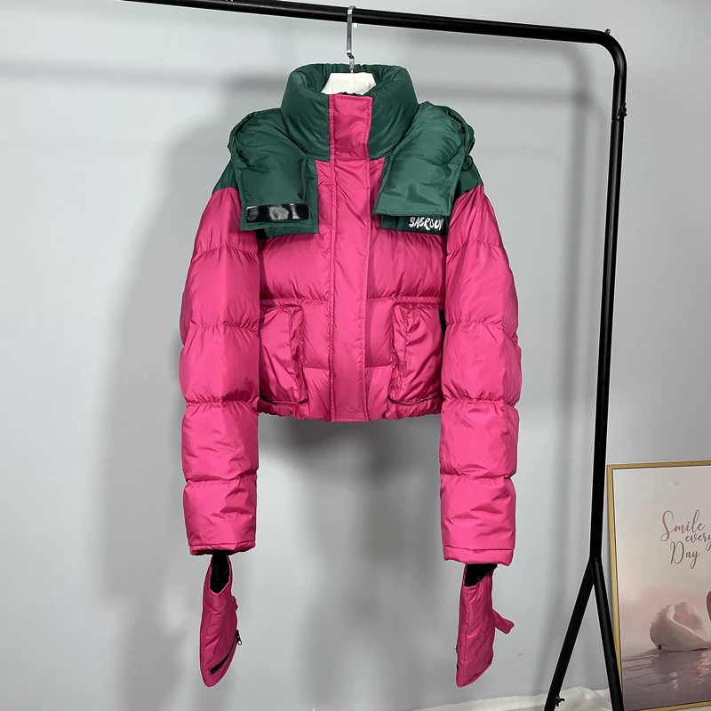 Женская зимняя куртка на белом утином пуху 2022 Модная парка женская утепленная