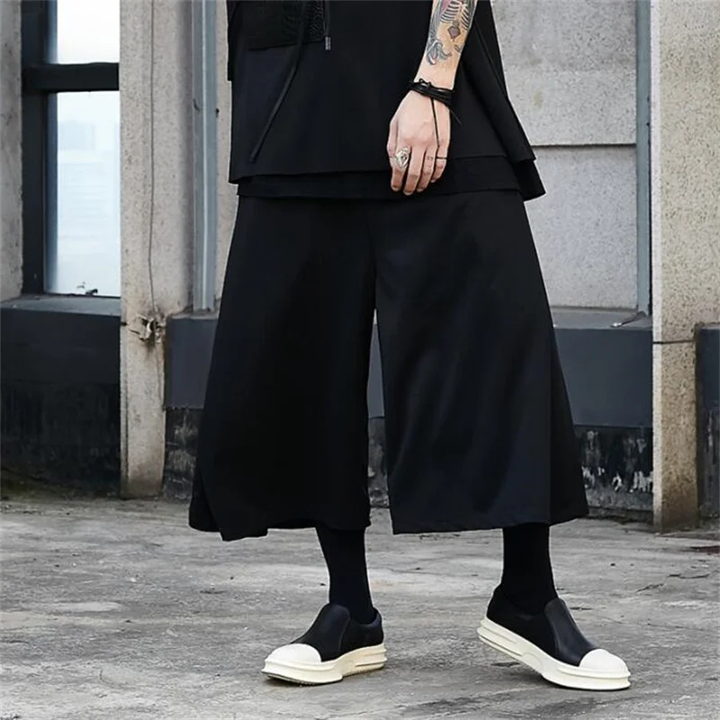 Nine points pants mens casual trousers original design dark couple summer wide-leg flared culottes штаны calça masculina