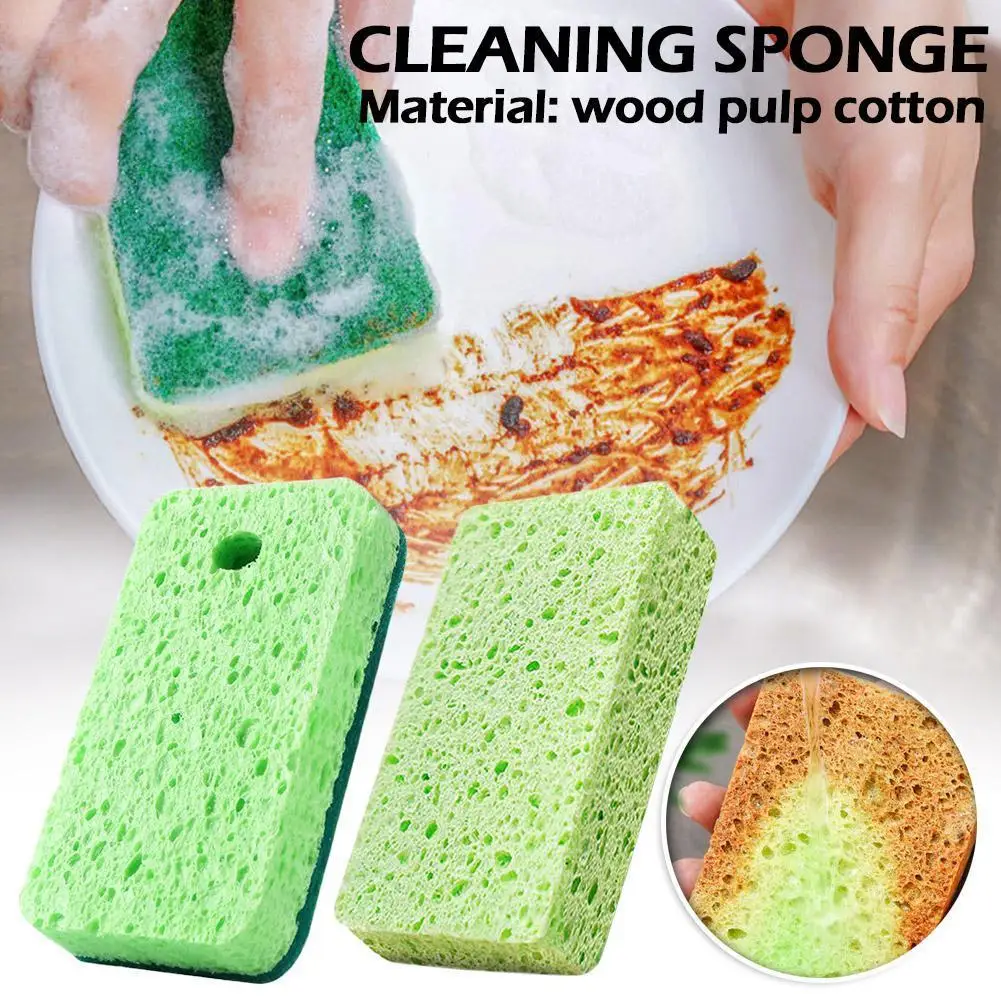 

1pc Native Wood Pulp Cotton Double-sided Cleaning Sponge Household Kitchen Pad Dish Cloth Accessories Scouring Kitchen X3N2