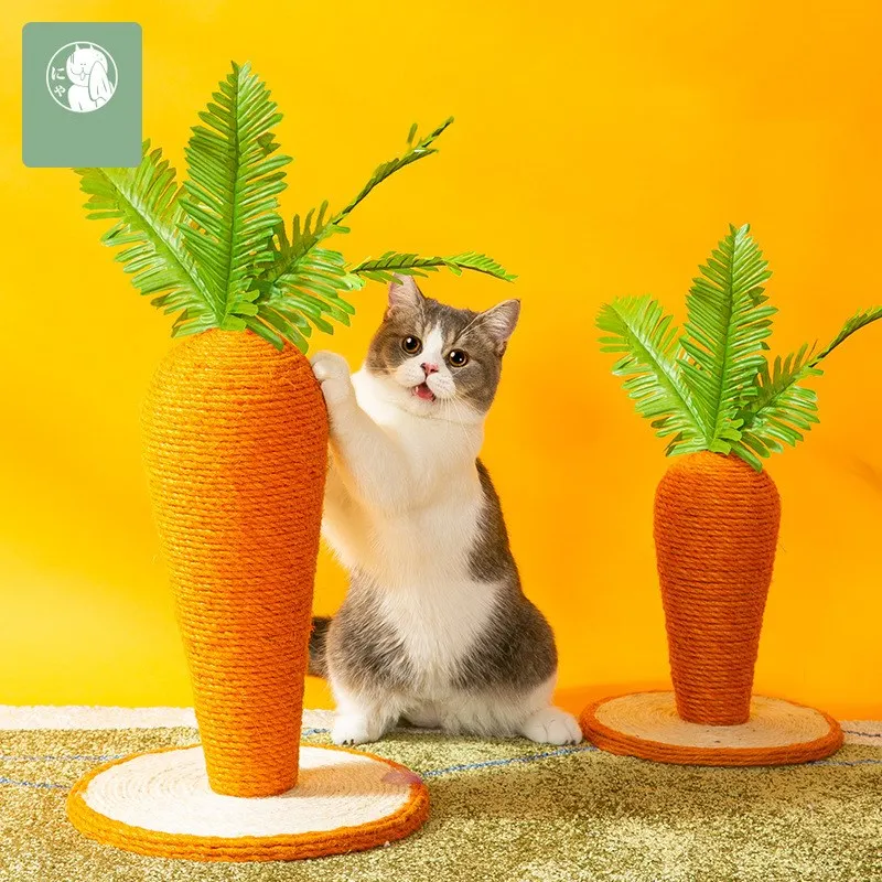 Cute Carrot Cat Scratching Post Pet Cat Tree Toy Durable Cat Scratcher Pole with Sisal Rope Cat Grinding Claw Post Pet Supplies