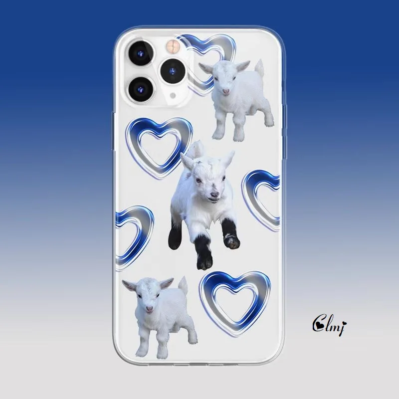 

Clmj Cute Lamb Phone Case For Samsung Galaxy S21 S22 Ultra For iPhone 12 11 13 Pro XS Max XR Heart Cartoon Animal Silicone Cover