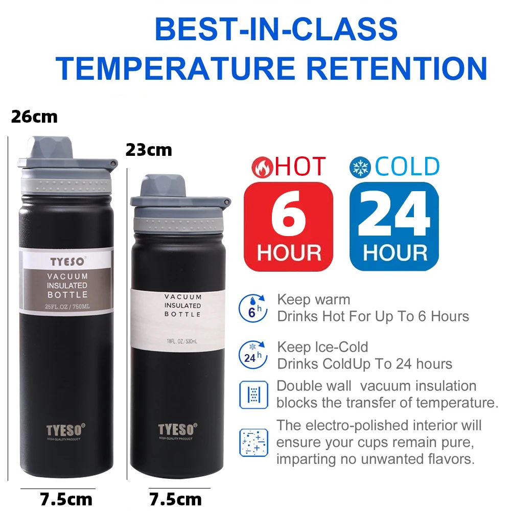 Insulated Vacuum Water Bottle with Spout Lid Stainless Steel Cup Thermal Cold Thermos Waterproof Double Wall Tumbler Coffee Mug |