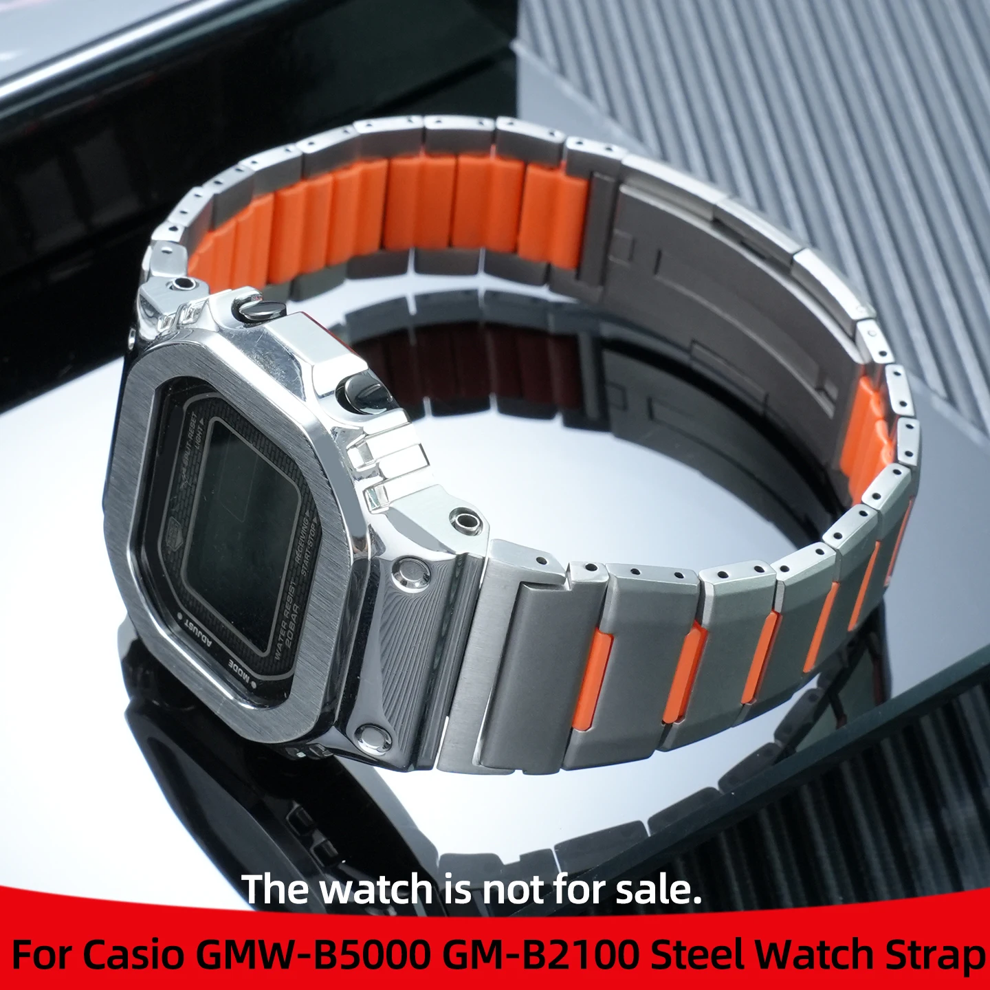 Фото Модифицированный браслет из нержавеющей стали GMW-B5000 для Casio GMWB5000 GM-B2100, металлический ремешок для часов с цветовыми блоками, модный водонепроницаемый ремешок №1