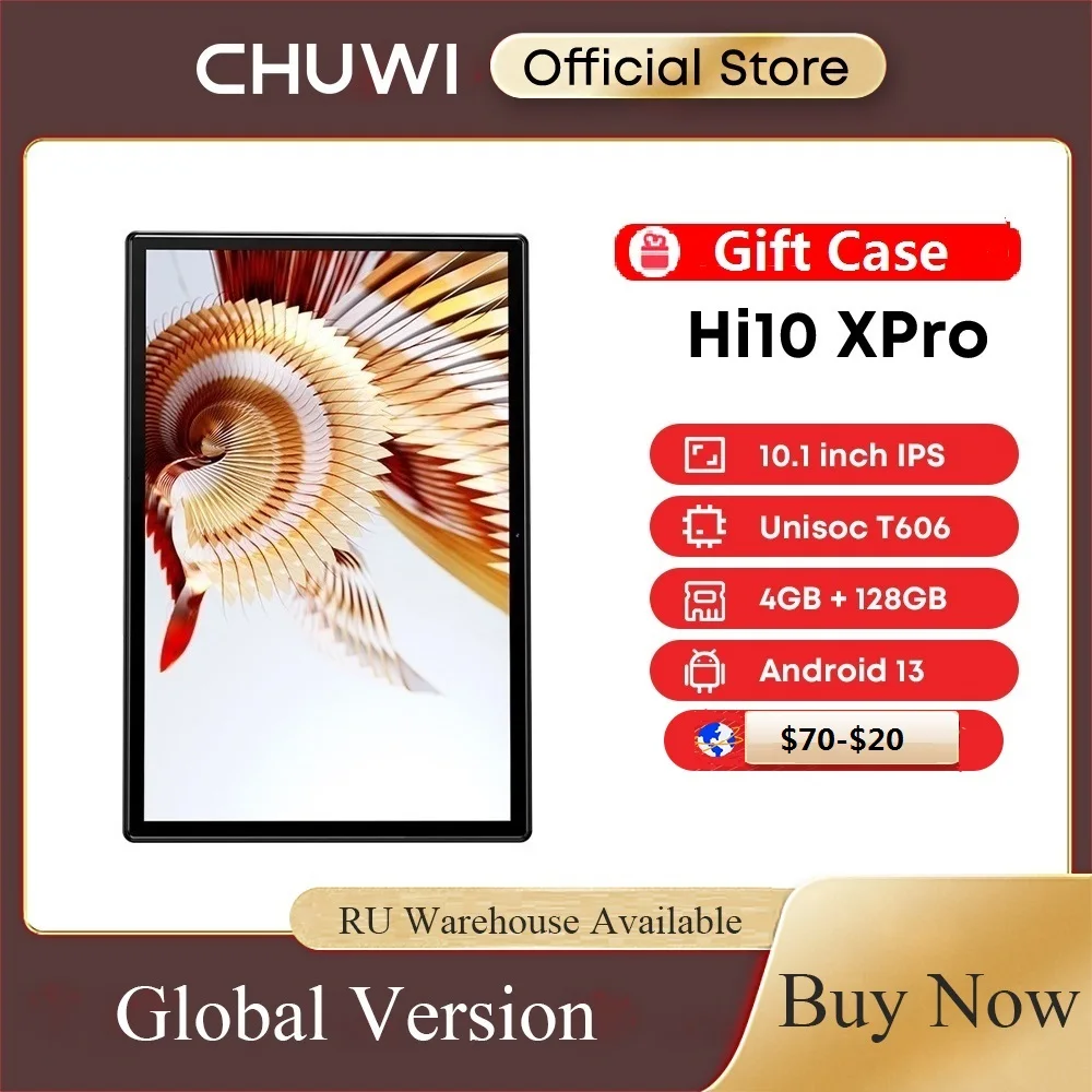 Chuwi Hi10X Pro 10.1 Pollici 800*1280 Ips Schermo Core Unisoc T606 4Gb Ram 128Gb Rom Tablet 2.4G/5G Wifi Android 13 Tablet Pc