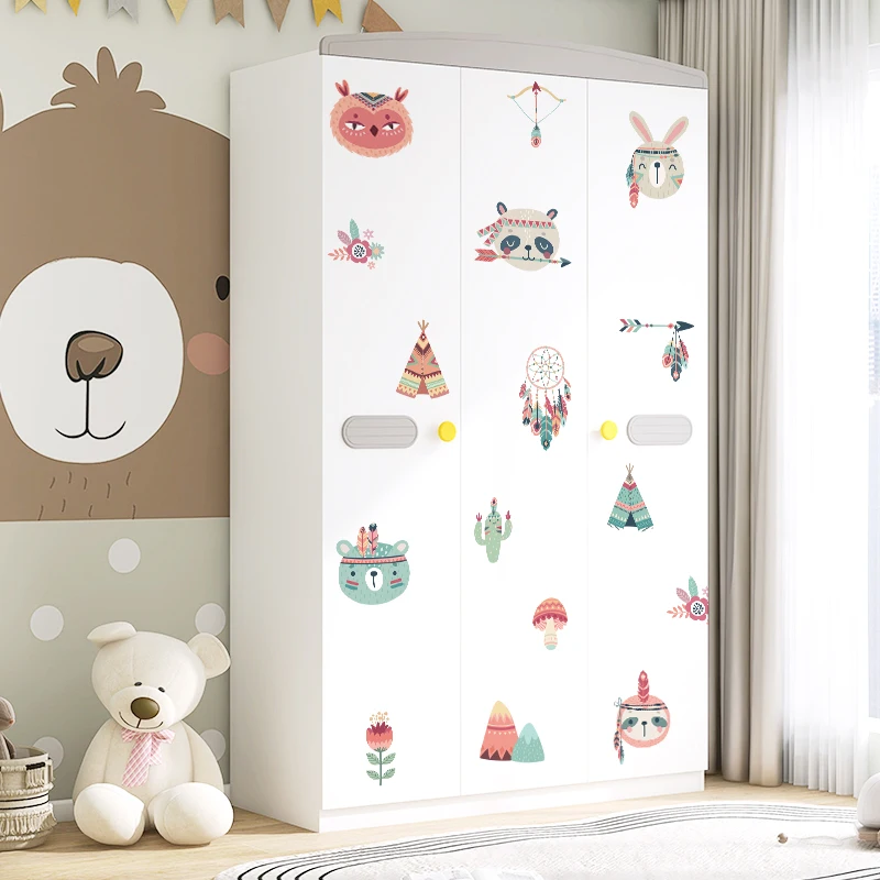 Милые индийские наклейки на стену с животными для детской комнаты домашний декор