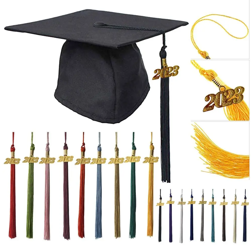 

2023 New Academic Graduation Cap Tassel with Gold 2023 Year Charm Pendant Mixed Color Uniforms DIY Crafts Student Souvenir Gifts