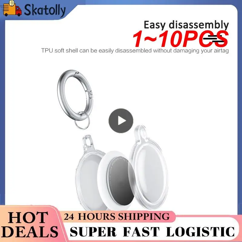 

1~10PCS Silicone Protector Cover For AirTags Shockproof Transparent TPU Anti-fall Protective Case Anti-lost Air Tags Shell Case