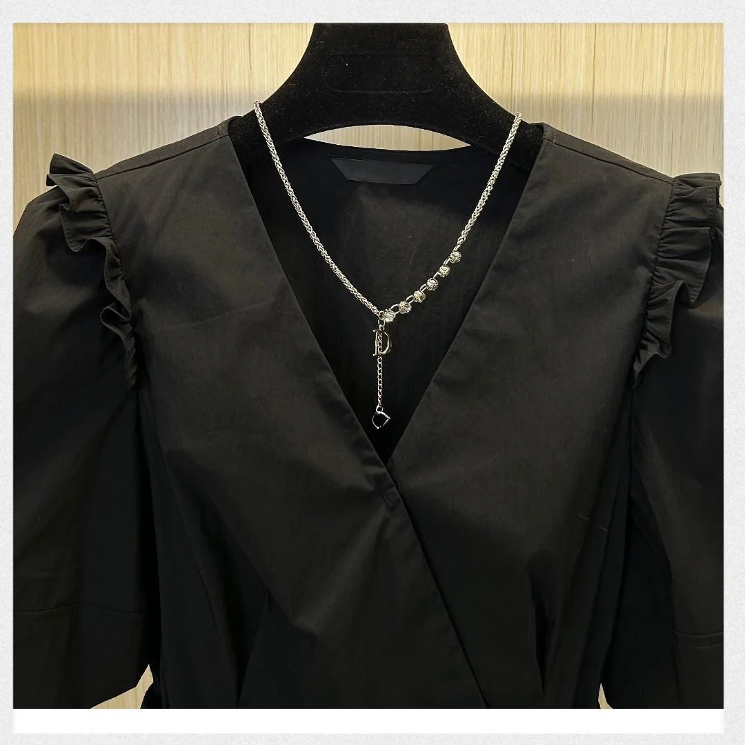 Женская летняя рубашка с V-образным вырезом