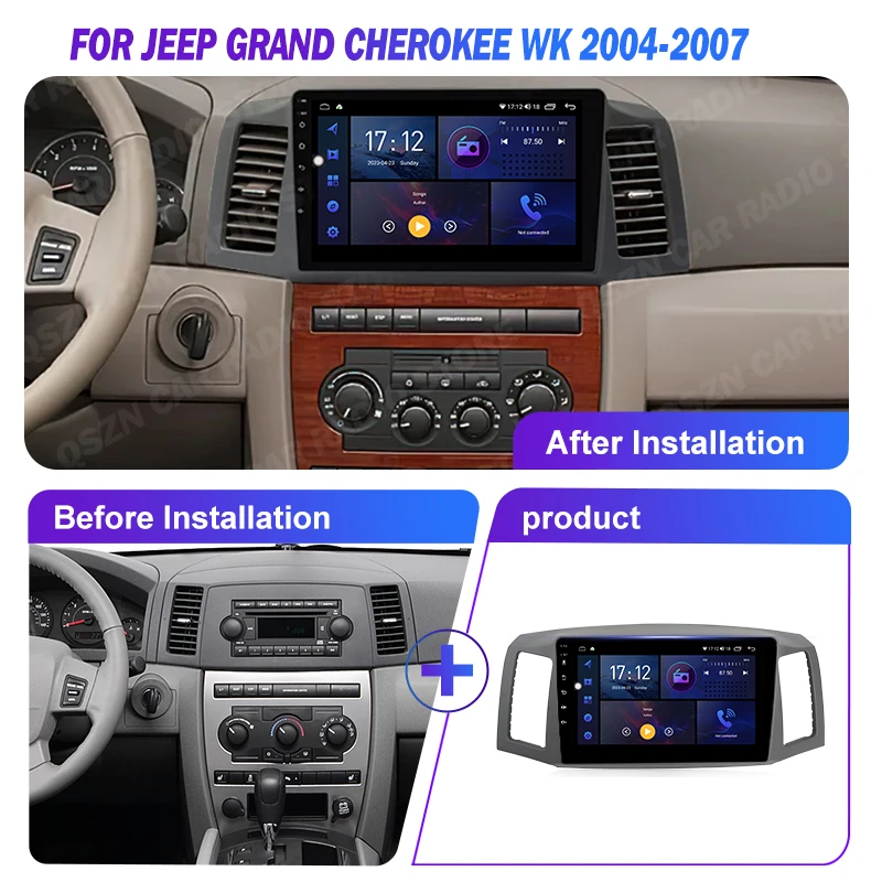 Фото Автомобильное радио Android 15 Carplay для JEEP Grand Cherokee WK 2004 2005 2006 2007 WIFI + 4G DSP Мультимедийный плеер Видео GPS-навигация №4