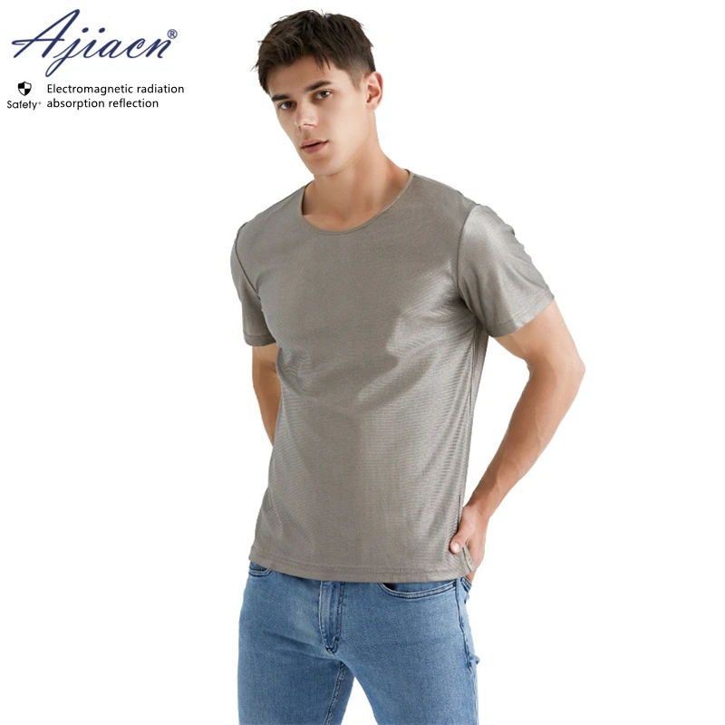 Цена Подлинная одежда для защиты от электромагнитного излучения компьютер/телефон/ТВ EMF Экранирование 100% Серебряное волокно футболка