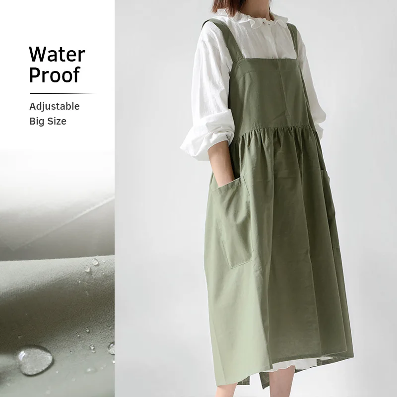 

1 Pcs Waterproof Apron Woman's Solid Color Cooking Chef Waiter Cafe Shop Barbecue Barber Kitchen Accessories Aprons for Woman