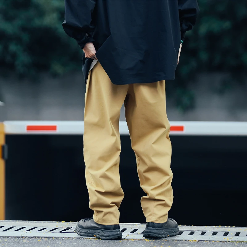 

Japanese Men's Baggy Cargo Pants Hip Hop Casual Male Joggers Trousers Fashion Harajuku Streetwear Vibe Pants Khaki/Milk white