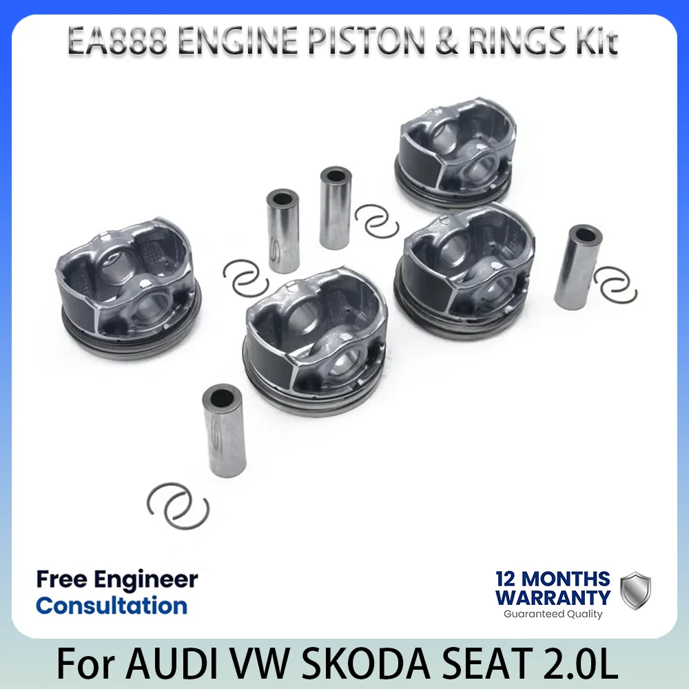 Фото Поршневая группа двигателя EA888 для AUDI VW SEAT SKODA 2.0L 2.0 L T L4 GAS 06H107065AB 08-17 8T3 A5 PASSAT GOLF EOS SCIROCCO SUPERB №1