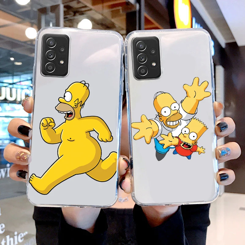 

Disney Simpsons Bart Homer Transparent Phone Case For Samsung A73 A72 A71 A53 A52 A51 A42 A33 A32 A23 A22 A21S A13 A12 A03 5G