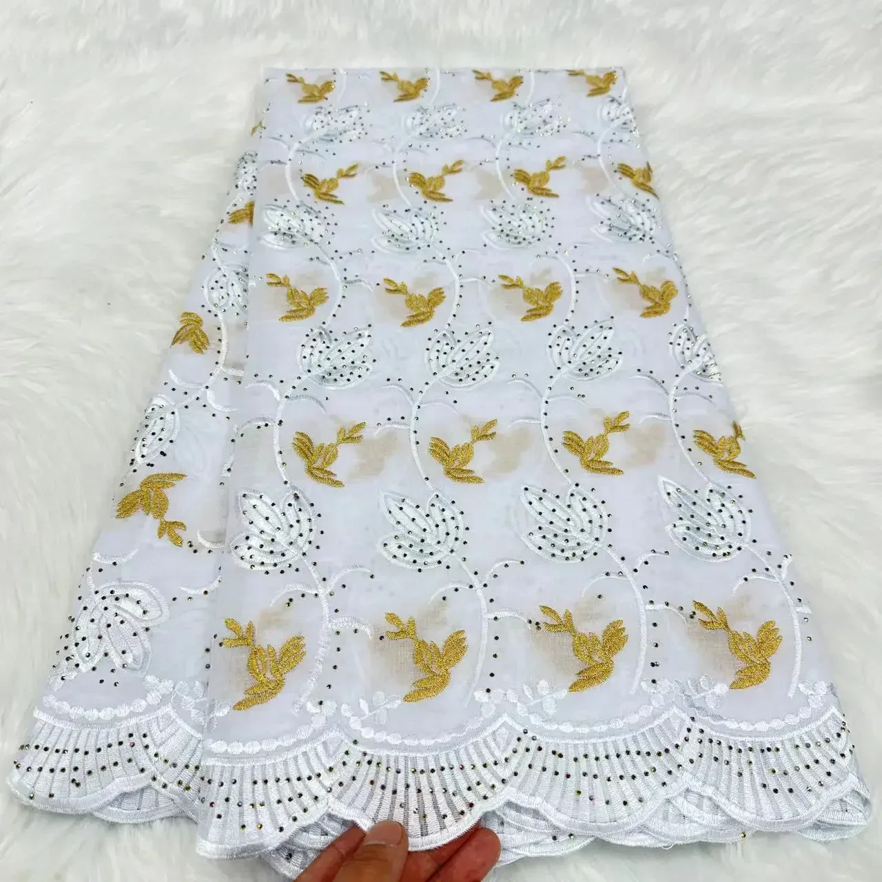 Новейшие желтые камни Африканский хлопок австрийская кружевная ткань 2024 высокое