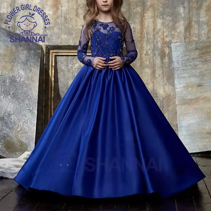 

Изысканные платья для девочек с цветочным рисунком, ТРАПЕЦИЕВИДНОЕ ПЛАТЬЕ до пола с круглым вырезом для принцессы, пышное платье для свадьбы, подружки невесты, первого причастия