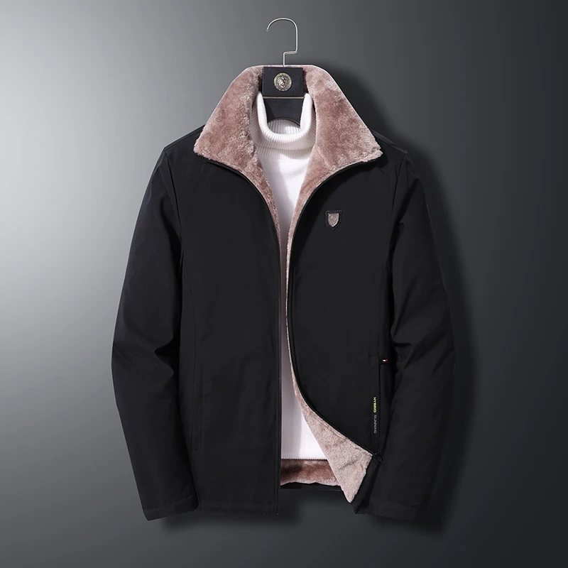 

Cotton jacket men's autumn and winter Plush thickened cotton jacket middle-aged and elderly business leisure warm winter jacket
