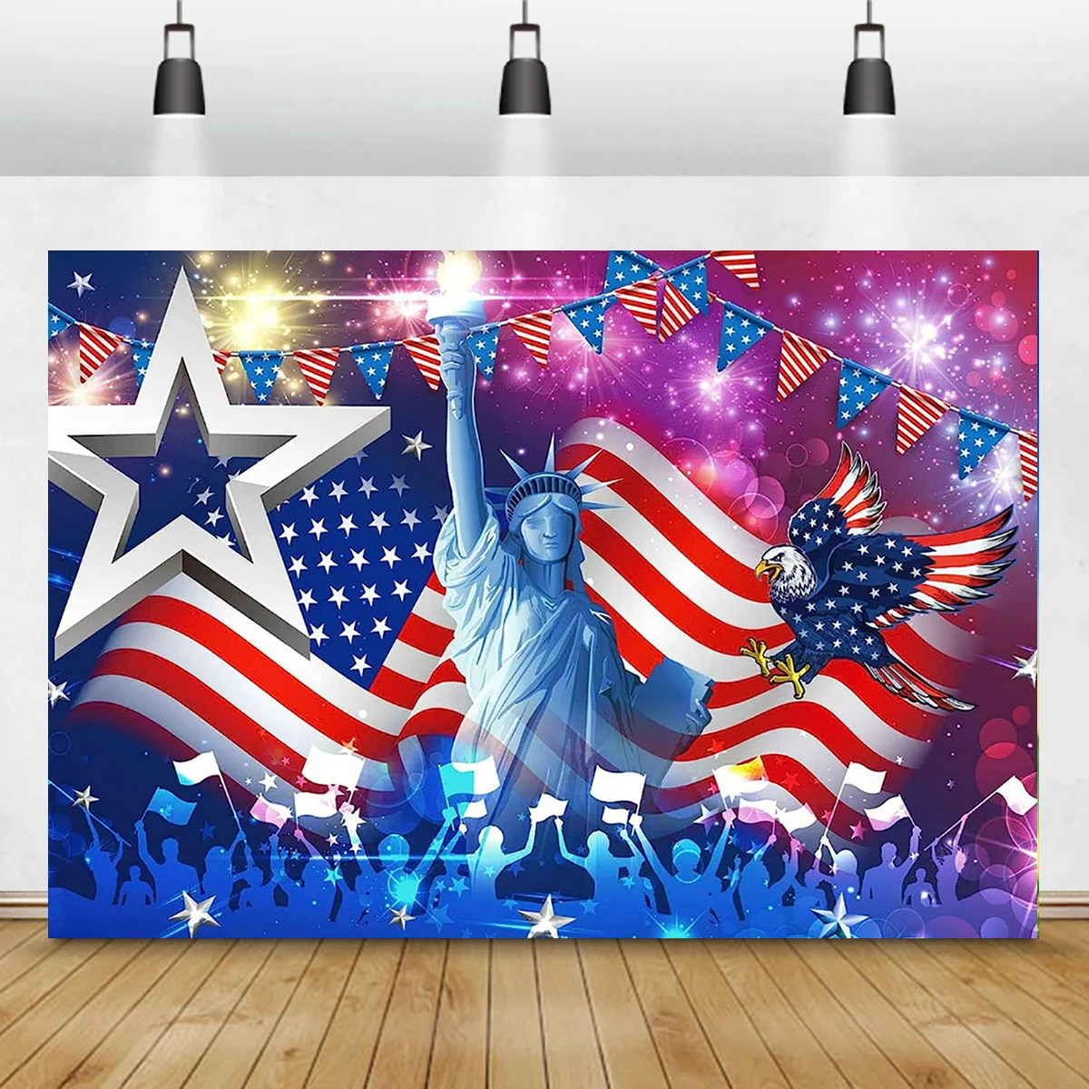 

Memorial Day Backdrop American Patriotic Remember and Honor Photography Background Decoration Photo Booth Flag Fireworks Flower