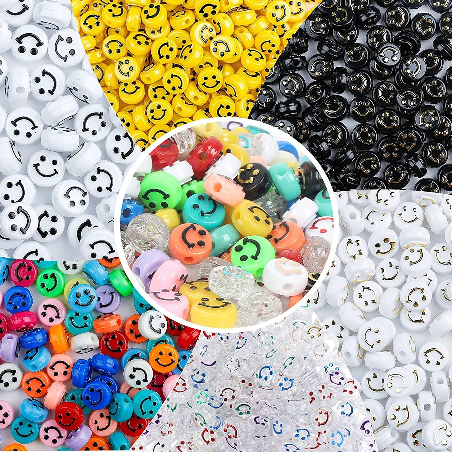 

10mm 50PC DIY of Acrylic Korean Version Face Expression Beads Round Flat DIY Handmade Plastic Beads Wholesale Abalorios