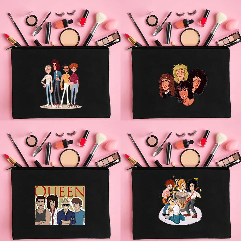 

Women Zipper Canvas Make Up Bag Queen Print Travel Small Cosmetic Bag Female Makeup Storage Organizer Bridesmaid Clutch
