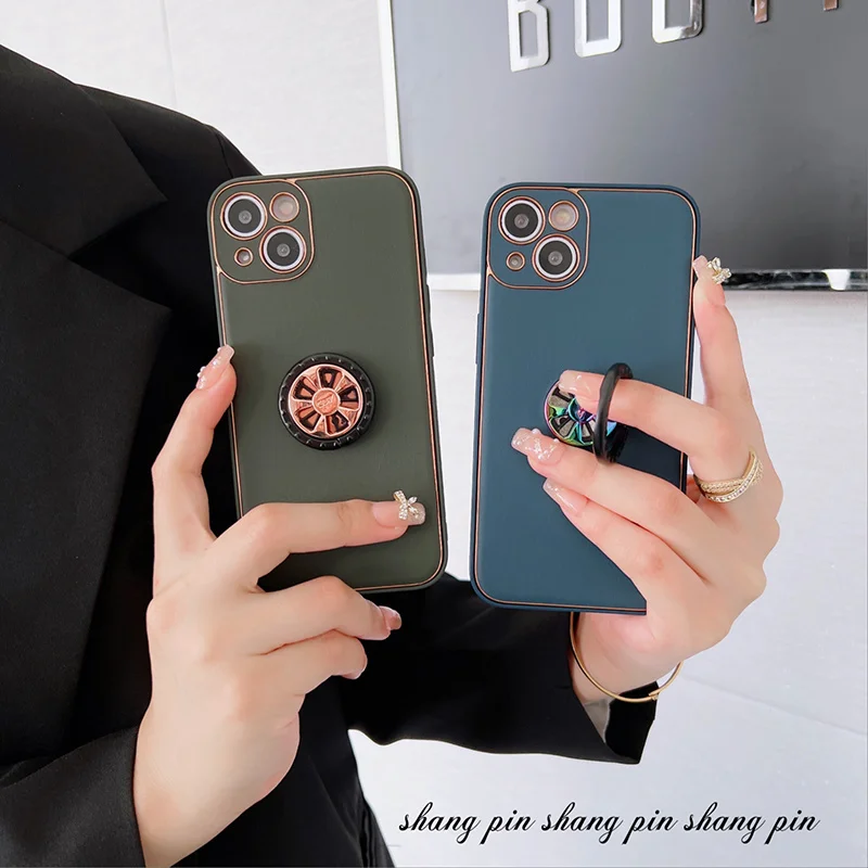 

Plain Leather Phone Case Frame Clear Phone Case for IPhone 11 12 13 Luxury Cover with Tire Holder for IPhone 13 12 11 Pro Max
