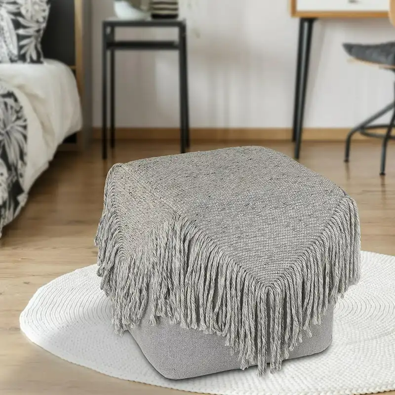 

Aaditri Poncho Solid Indoor Square Pouf, Gray, 18" x 18" x 18" For living room Leisure Sofa Furniture Chairs