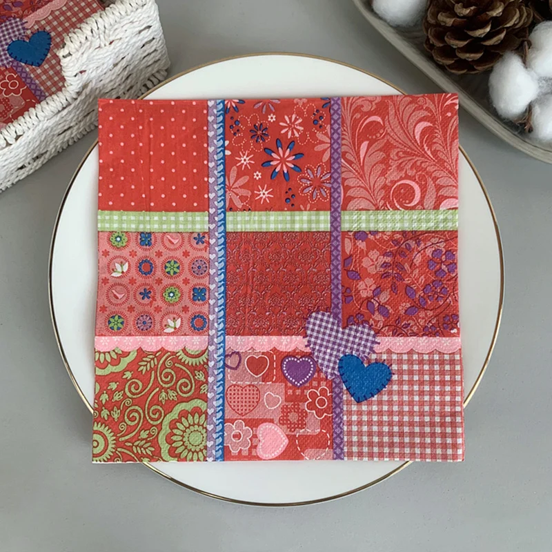 

20Pcs/Pack Retro Pastoral Style Rose Decoupage Paper Napkins Vintage Flower Lattice Paper Tissues for Wedding Xmas Party Decor 6