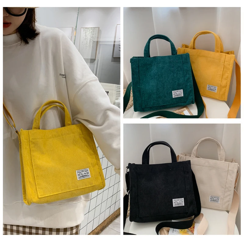 

Холщовые сумки через плечо в стиле ретро для женщин, сумки на молнии из 2023 хлопка, роскошные дизайнерские вельветовые повседневные женские ...