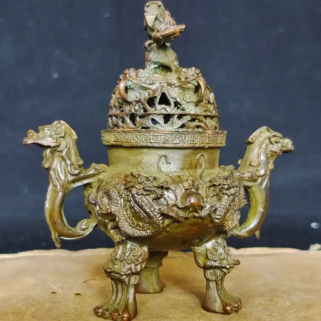 Антикварный ретро китайский Tengu Jiulong древний орнамент курильницы горелка алхимии