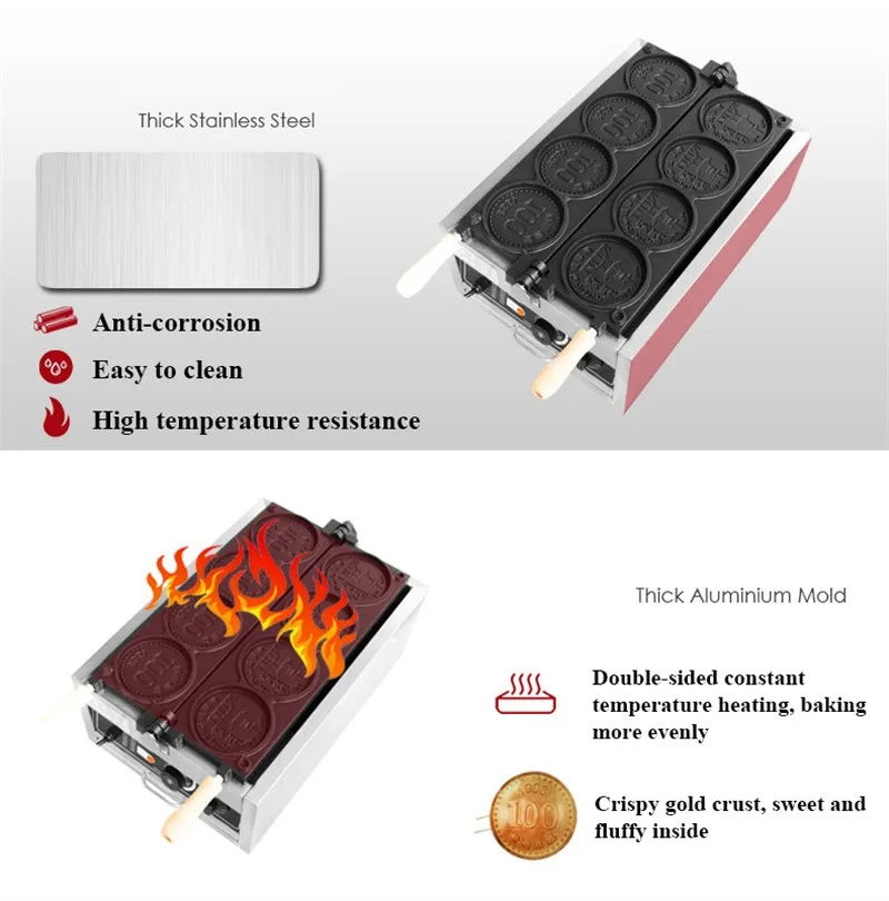 Машина для выпечки вафель в форме монеты 4 шт.