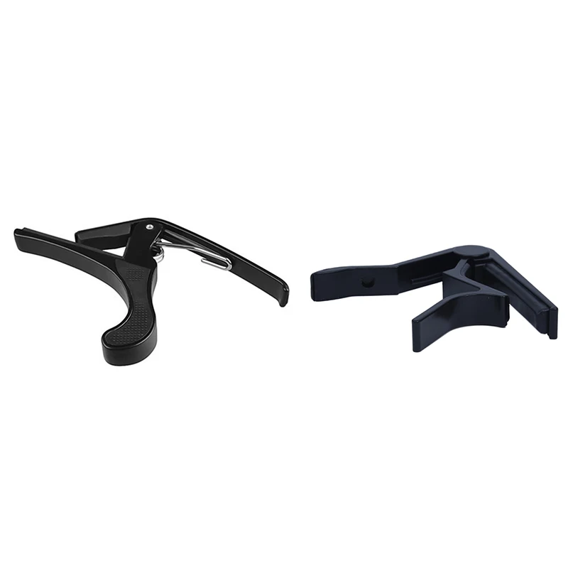 2 Pcs Electric Acoustic Guitar Quick Change Single-Handed Tune Trigger Capo Black, A & B