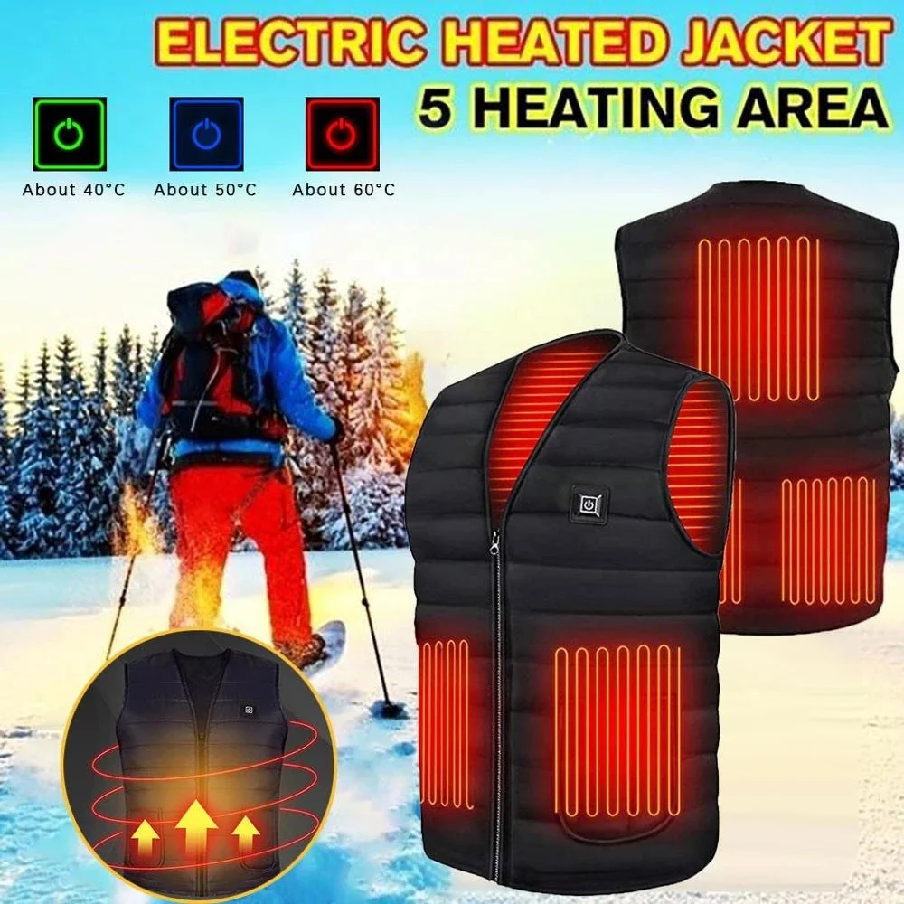 

Men Autumn winter Smart heating Cotton Vest USB Infrared Electric Heating Vest Women Outdoor Flexible Thermal Winter Warm Jacket