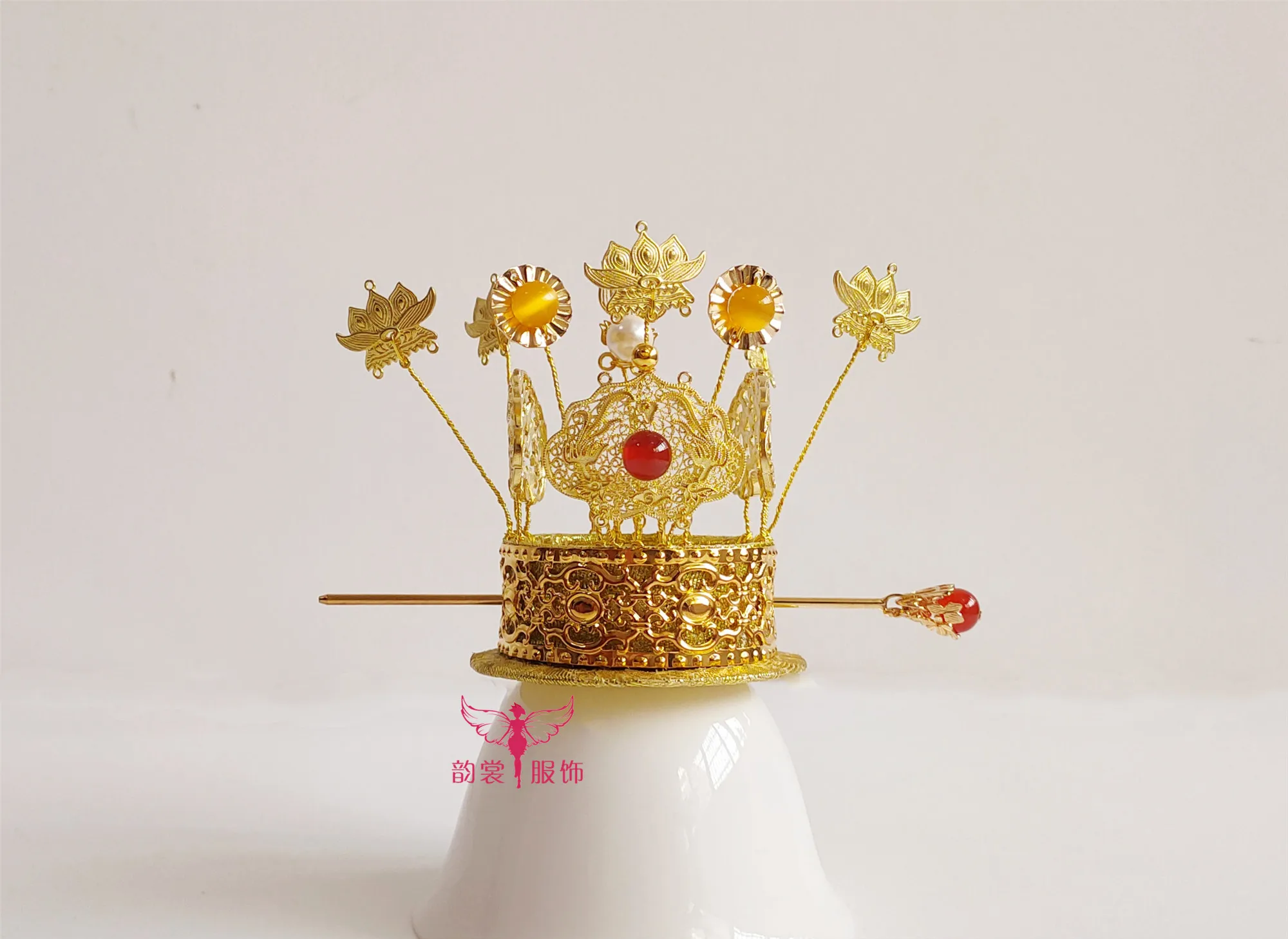 Золотая тиара с волосами для принца унисексуальный костюм чжаомина Корона