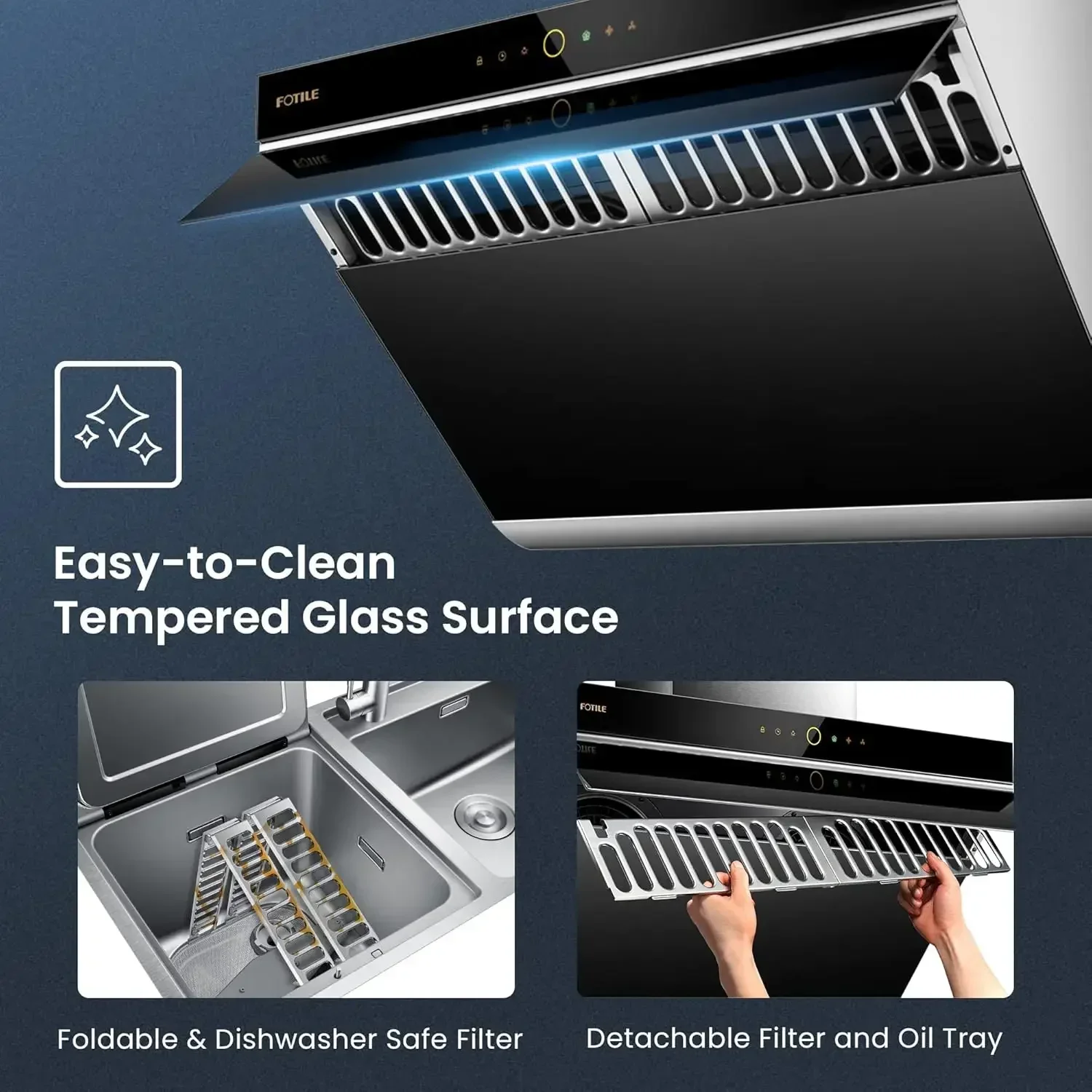 FOTILE JQG7505 30-дюймовая вытяжка под шкафом или настенным креплением двойной