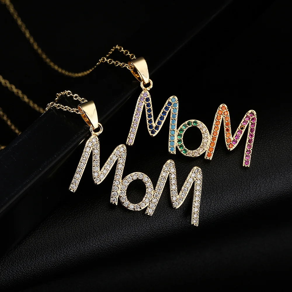 

2022 New Romantic Colored Zircon Heart-shaped Letter Pendant Necklace for Mother Gifts