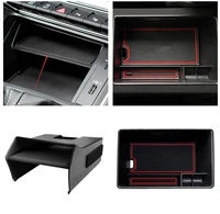 for audi q3 f3 2019 2020 2021 2022 car armrest storage box central control container trim black plastic interior accessories